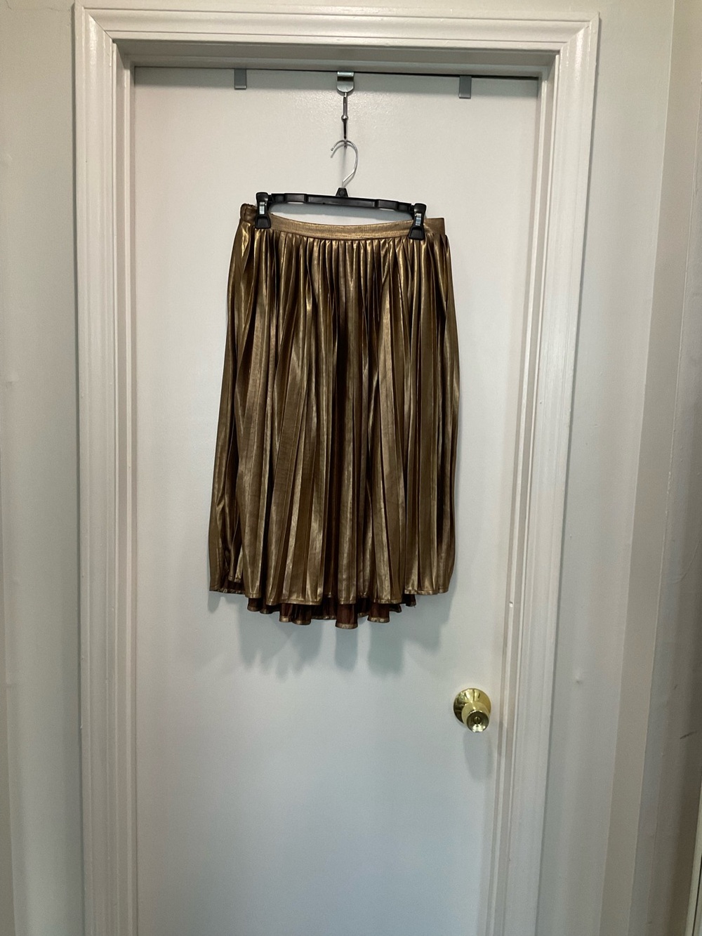 Women's Metallic Gold Circle Skirt with Elastic Waist